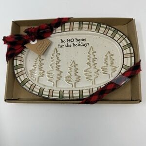Mud Pie 2023 Christmas Sentiment Small Oval Platter Ho Ho Home For Holidays